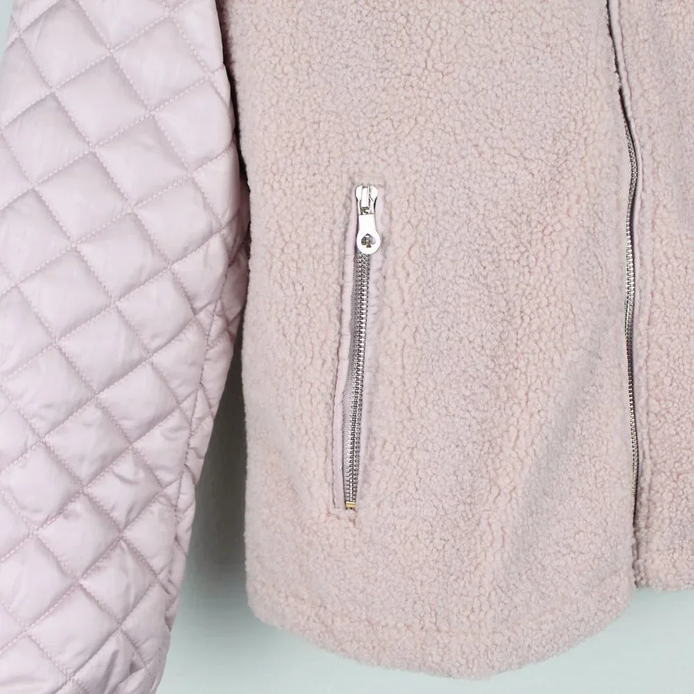 NWT Kate Spade Hooded Faux Fur Quilt Jacket